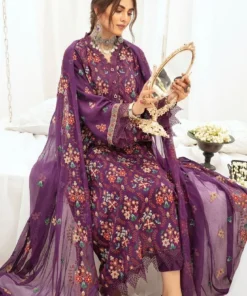 (product) Nur Is-08 Purple Ibtida Embroidered Karandi Collection