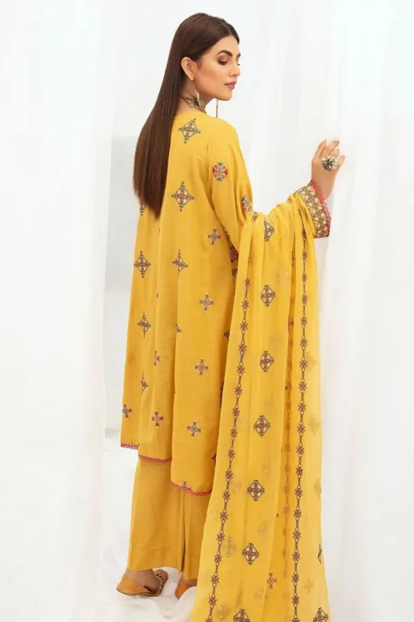 (product) Nur Is-04 Yellow Ibtida Embroidered Karandi Collection