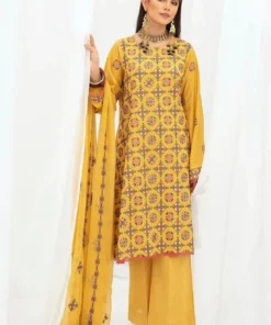 (product) Nur Is-04 Yellow Ibtida Embroidered Karandi Collection