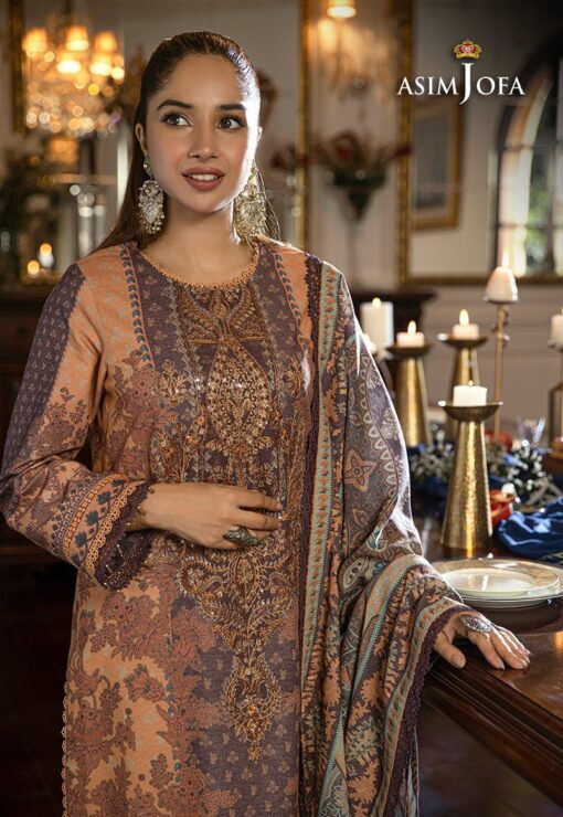 (product) Asim Jofa AJAW-09 Aira and Asra Winter Shawl Collection