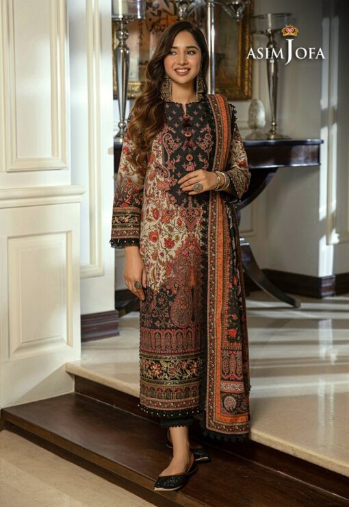 (product) Asim Jofa AJAW-02 Aira and Asra Winter Shawl Collection