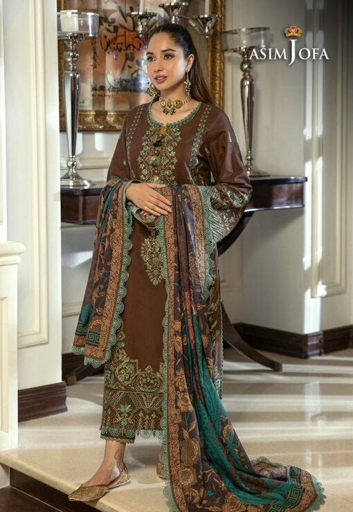 (product) Asim Jofa AJAW-01 Aira and Asra Winter Shawl Collection
