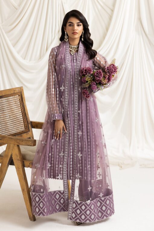Alizeh Dua-V02D03B-Aysal(Lilac) Embroidered Chiffon 3Pc Suit