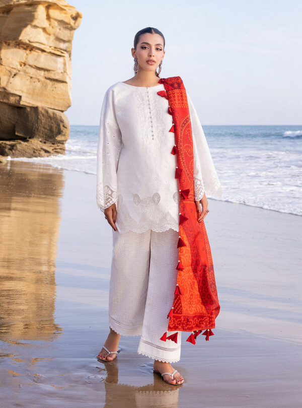 (product) Zainab Chotani Embroidered Chikankari Lawn Chunari 3 Piece Suit Cultural Outfit 2024
