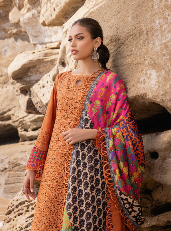 (product) Zainab Chotani Embroidered Chikankari Lawn Naysa 3 Piece Suit Cultural Outfit 2024