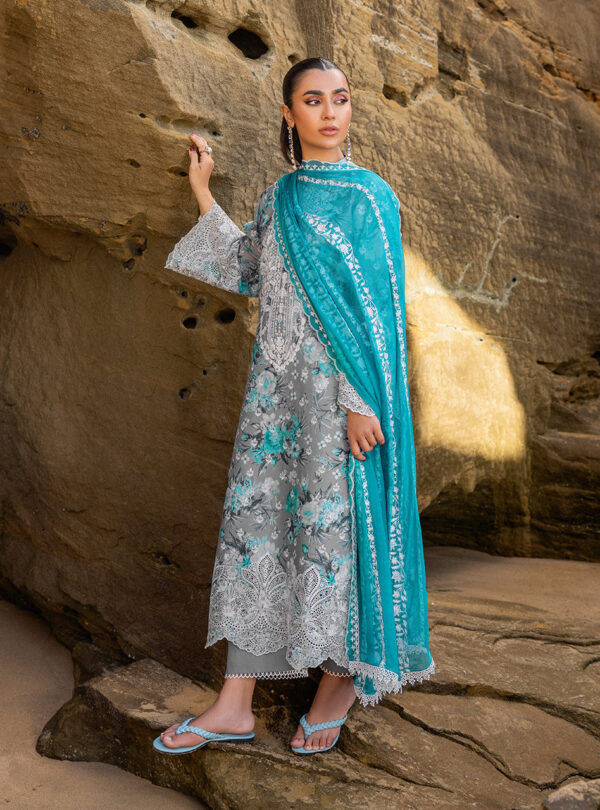 (product) Zainab Chotani Embroidered Chikankari Lawn Lana-B 3 Piece Suit Cultural Outfit 2024