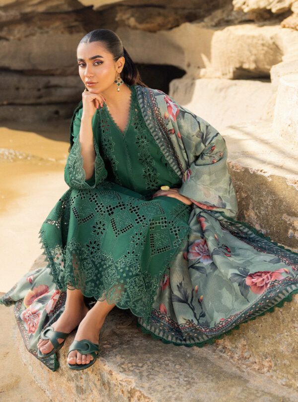 (product) Zainab Chotani Embroidered Chikankari Lawn Aysel 3 Piece Suit Cultural Outfit 2024