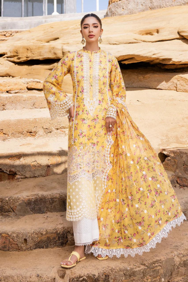 (product) Zainab Chotani Embroidered Chikankari Lawn Esme 3 Piece Suit Cultural Outfit 2024