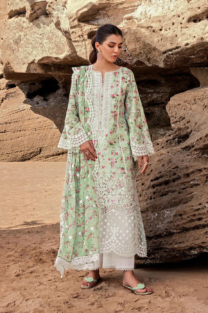 (product) Zainab Chotani Embroidered Chikankari Lawn Esme 3 Piece Suit Cultural Outfit 2024