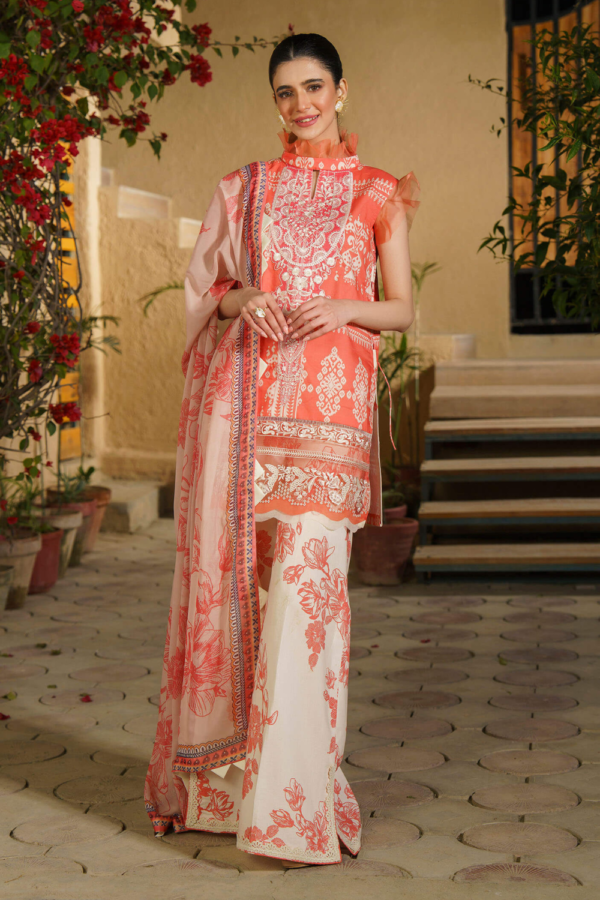 (product) Asifa Nabeel Digital Printed Lawn Dahlia-U141m001 3 Piece Suit Cultural Outfit 2024