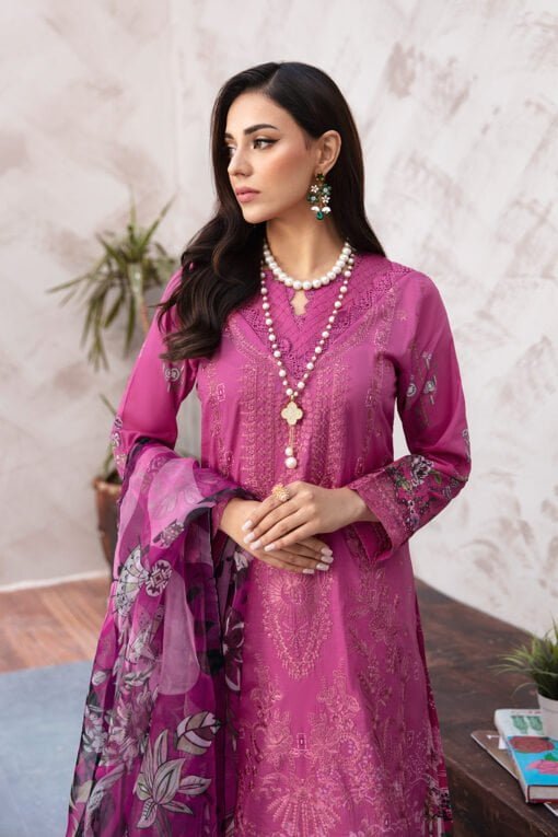 (product) Ramsha Embroidered Lawn L-909 3 Piece Suit Cultural Outfit 2024