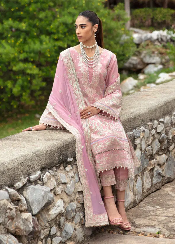 (product) Gulaal Embroidered Lawn Emelia 3 Piece Suit Cultural Outfit 2024