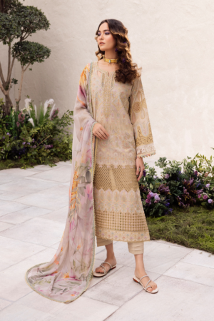 (product) Iznik Embroidered Lawn Dl-03 3 Piece Suit Cultural Outfit 2024