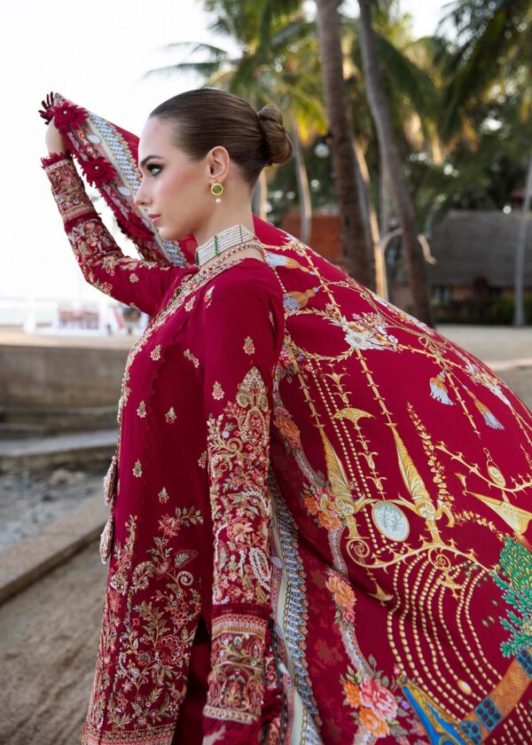 (product) Kanwal Malik Embroidered Lawn Rose 3 Piece Suit Cultural Outfit 2024