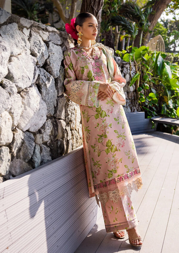 (product) Elaf Embroidered Lawn Esl-05b Delight Drape 3 Piece Suit Cultural Outfit 2024
