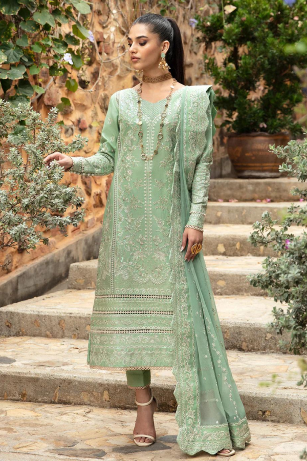 (product) Gulaal Embroidered Lawn Deniz 3 Piece Suit Cultural Outfit 2024