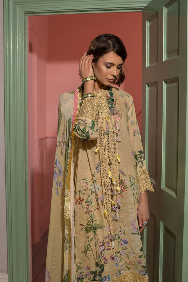 (product) Sobia Nazir Embroidered Lawn Design 7a 3 Piece Suit Cultural Outfit 2024