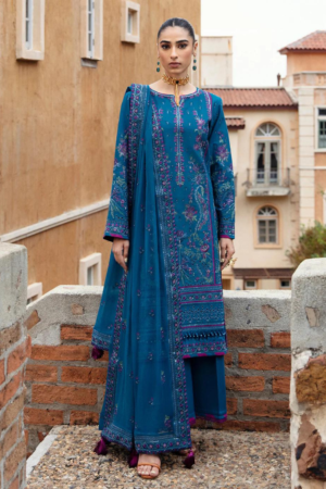 (product) Gulaal Embroidered Lawn Felicia 3 Piece Suit Cultural Outfit 2024