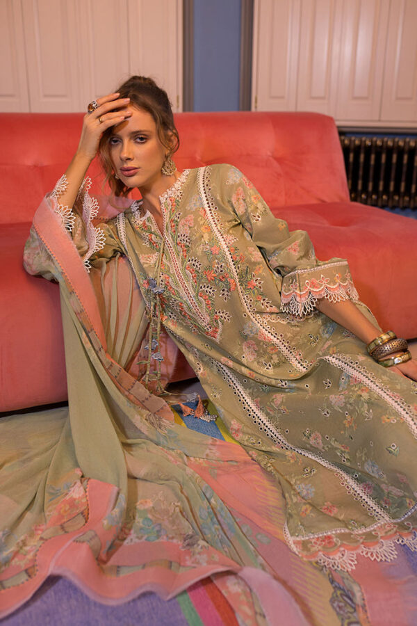 (product) Sobia Nazir Embroidered Lawn Design 9a 3 Piece Suit Cultural Outfit 2024