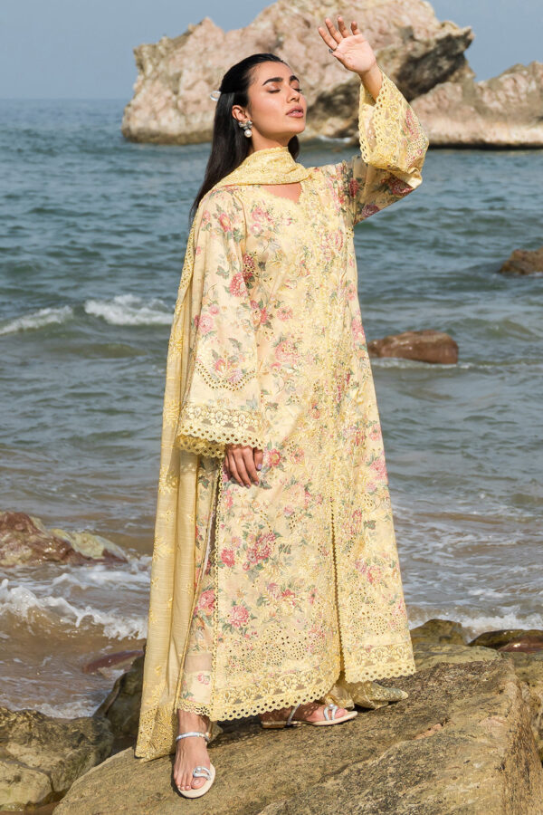 (product) Afrozeh Embroidered Lawn Aspen 3 Piece Suit Cultural Outfit 2024