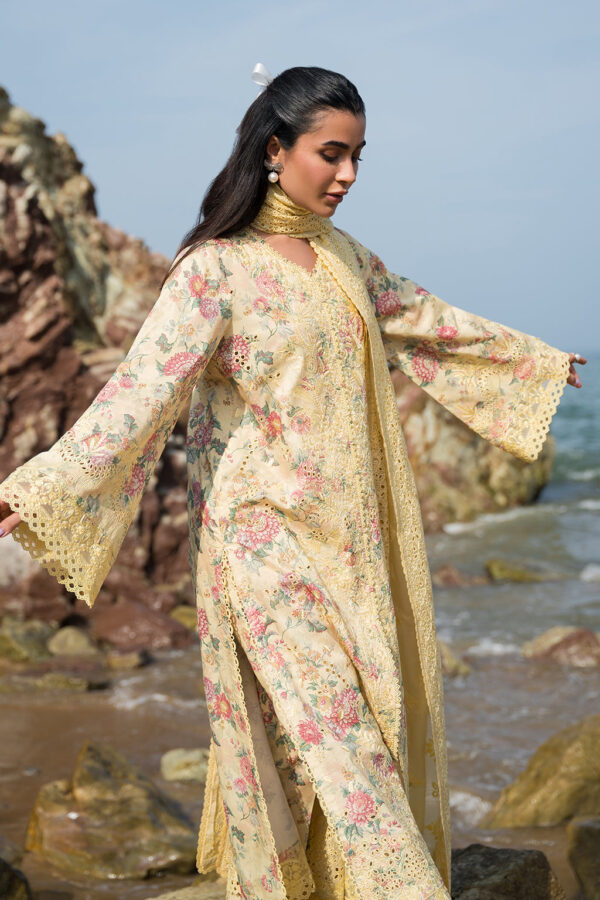 (product) Afrozeh Embroidered Lawn Aspen 3 Piece Suit Cultural Outfit 2024