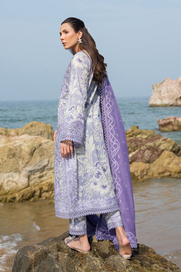 (product) Afrozeh Embroidered Lawn Wisteria 3 Piece Suit Cultural Outfit 2024