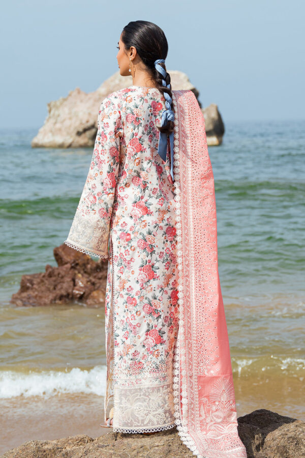 (product) Afrozeh Embroidered Lawn Gardenia 3 Piece Suit Cultural Outfit 2024