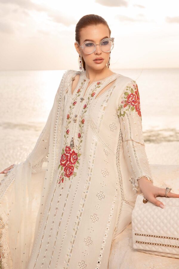 (product) Maria B Embroidered Lawn D-2412-A 3 Piece Suit Cultural Outfit 2024