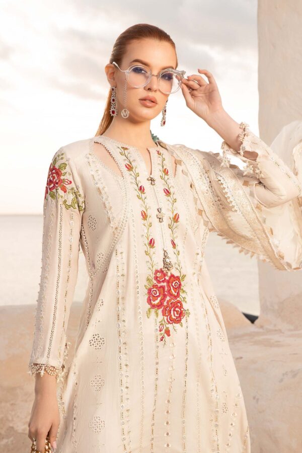 (product) Maria B Embroidered Lawn D-2412-A 3 Piece Suit Cultural Outfit 2024