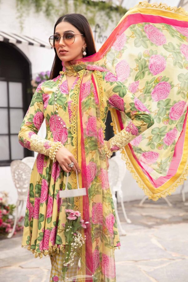(product) Maria B Printed Lawn Mpt-2103-A 3 Piece Suit Cultural Outfit 2024