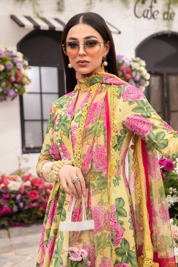 (product) Maria B Printed Lawn Mpt-2103-A 3 Piece Suit Cultural Outfit 2024