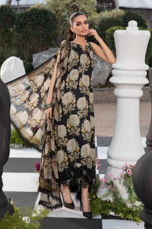 (product) Maria B Printed Lawn Mpt-2103-B 3 Piece Suit Cultural Outfit 2024