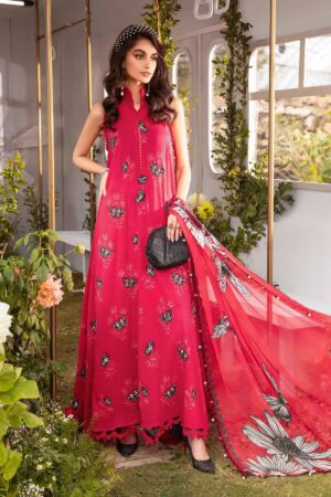 (product) Maria B Printed Lawn Mpt-2105-A 3 Piece Suit Cultural Outfit 2024
