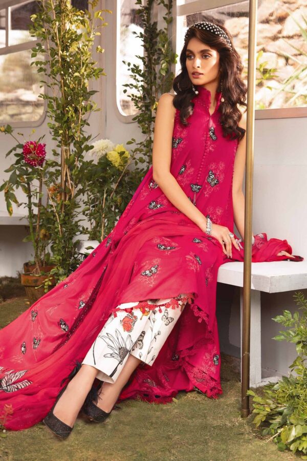 (product) Maria B Printed Lawn Mpt-2105-A 3 Piece Suit Cultural Outfit 2024