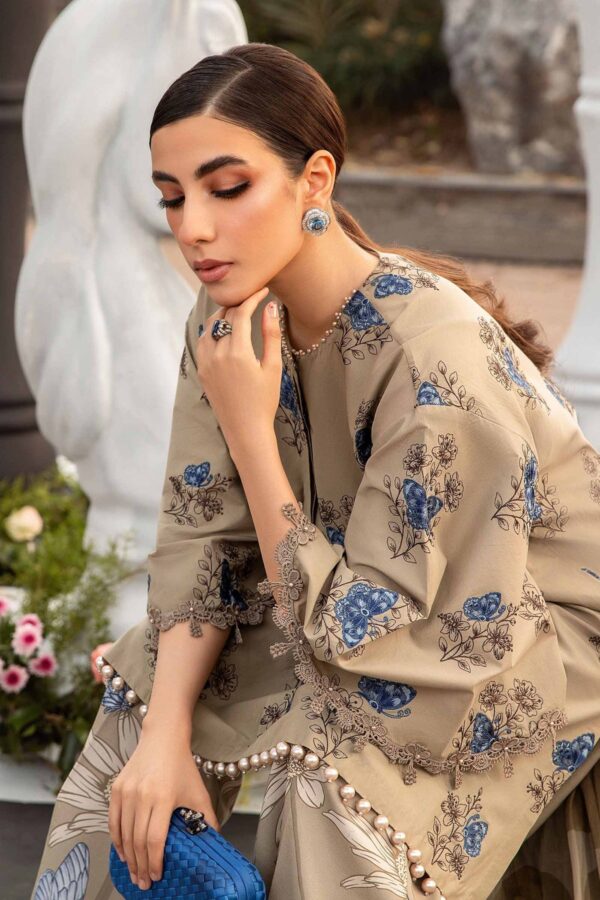 (product) Maria B Printed Lawn Mpt-2105-B 3 Piece Suit Cultural Outfit 2024