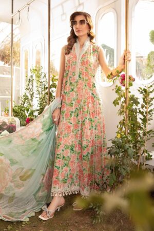 (product) Maria B Printed Lawn Mpt-2106-A 3 Piece Suit Cultural Outfit 2024