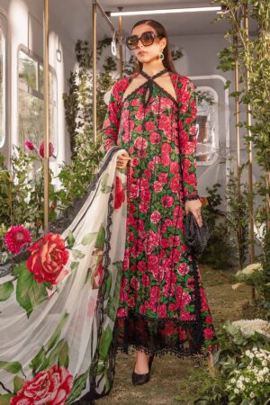 (product) Maria B Printed Lawn Mpt-2106-B 3 Piece Suit Cultural Outfit 2024