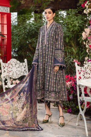 (product) Maria B Printed Lawn Mpt-2107-B 3 Piece Suit Cultural Outfit 2024