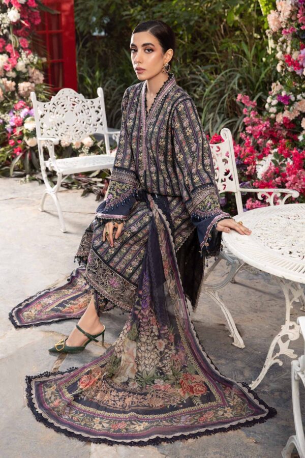 (product) Maria B Printed Lawn Mpt-2107-B 3 Piece Suit Cultural Outfit 2024