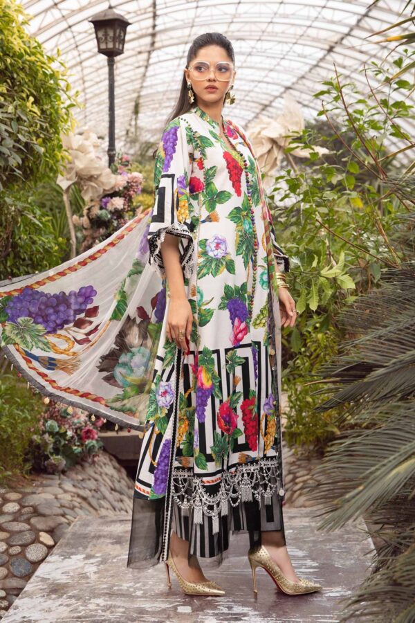 (product) Maria B Printed Lawn Mpt-2108-A 3 Piece Suit Cultural Outfit 2024