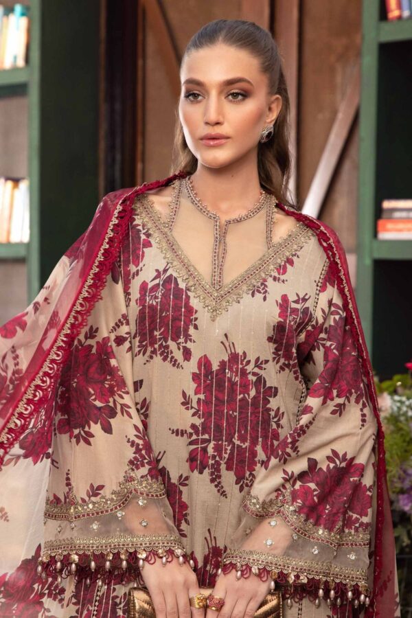 (product) Maria B Printed Lawn Mpt-2110-A 3 Piece Suit Cultural Outfit 2024