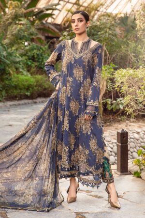 (product) Maria B Printed Lawn Mpt-2110-B 3 Piece Suit Cultural Outfit 2024