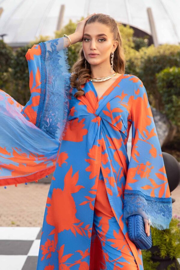 (product) Maria B Printed Lawn Mpt-2111-B 3 Piece Suit Cultural Outfit 2024
