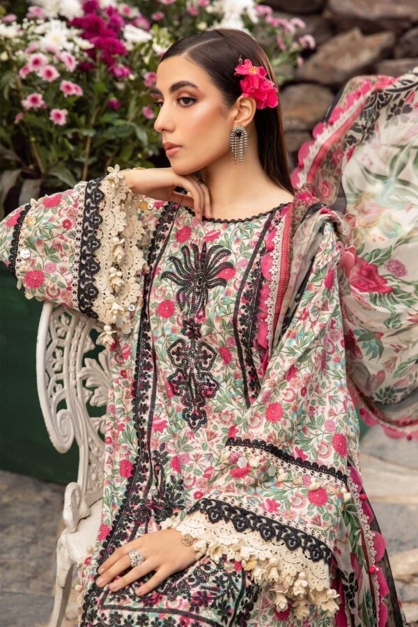 (product) Maria B Printed Lawn Mpt-2113-A 3 Piece Suit Cultural Outfit 2024