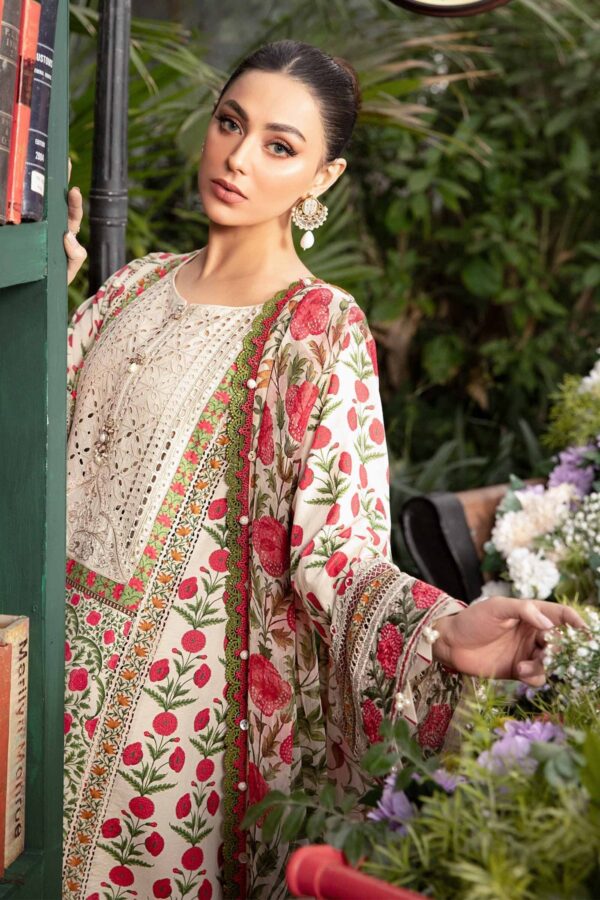 (product) Maria B Printed Lawn Mpt-2114-A 3 Piece Suit Cultural Outfit 2024
