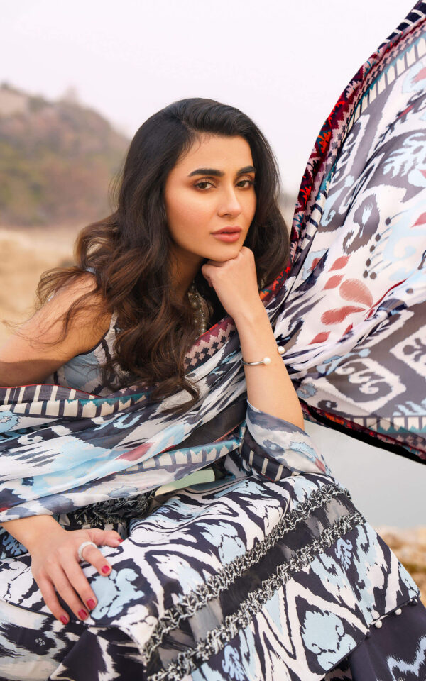 (product) Asifa Nabeel Digital Printed Lawn Starlete-U141m008 3 Piece Suit Cultural Outfit 2024
