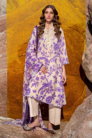(product) Sana Safinaz Digital Printed Lawn H241-001b-3ci 3 Piece Suit Cultural Outfit 2024