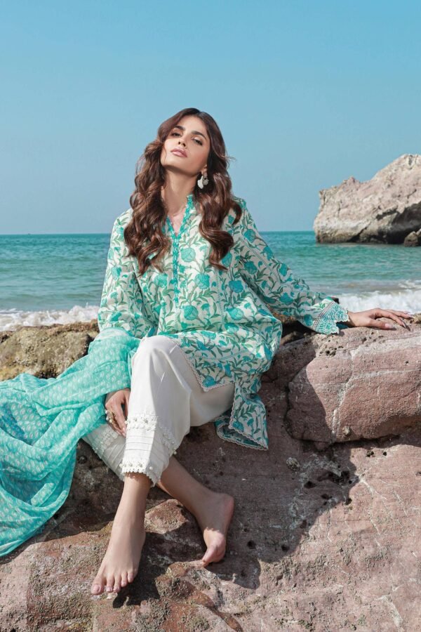 (product) Sana Safinaz Digital Printed Lawn H241-002a-2bi 3 Piece Suit Cultural Outfit 2024