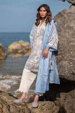 (product) Sana Safinaz Digital Printed Lawn H241-009a-2dd 3 Piece Suit Cultural Outfit 2024