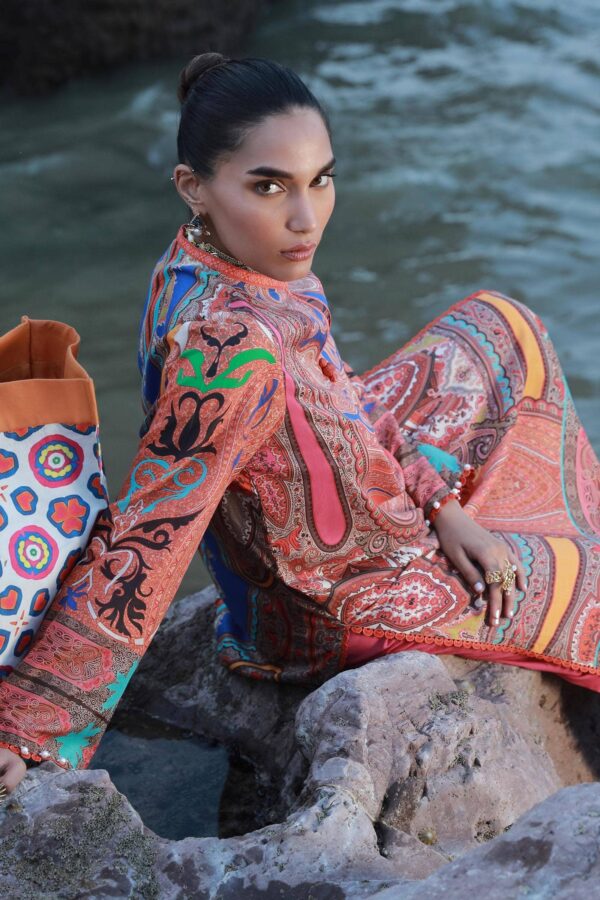 (product) Sana Safinaz Digital Printed Lawn H241-012a-2c 3 Piece Suit Cultural Outfit 2024